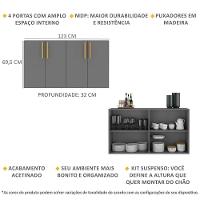 Aparador Buffet 4 Portas Suspenso Viena V3605 Grafite/Natural Grafite/Natural - 5