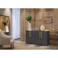 Aparador Buffet 4 Portas Viena V3604 Preto/Natural Preto/Natural - 2