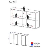 Aparador Buffet 4 Portas Viena V3604 Preto/Natural Preto/Natural - 5