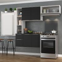 Armário De Cozinha Compacta Com Mesa Dobrável Sofia Multimóveis V2007 Branco/Preto Branco/Preto - 2