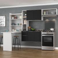 Armário De Cozinha Compacta Com Mesa Dobrável Sofia Multimóveis V2007 Branco/Preto Branco/Preto - 7