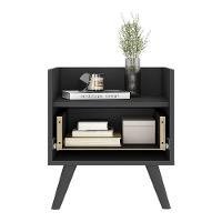 Kit Com 2 Mesas De Cabeceira 40 Cm Com Pés Retrô Multimóveis Mp4044 Preta - 3