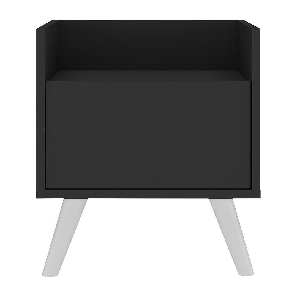 Gabinete Armário Banheiro 40 Cm Com Pés Retrô Multimóveis Mp5037 Preto/Branco - 2