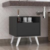 Gabinete Armário Banheiro 40 Cm Com Pés Retrô Multimóveis Mp5037 Preto/Branco - 1