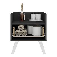 Gabinete Armário Banheiro 40 Cm Com Pés Retrô Multimóveis Mp5037 Preto/Branco - 3