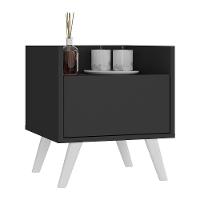 Gabinete Armário Banheiro 40 Cm Com Pés Retrô Multimóveis Mp5037 Preto/Branco - 6