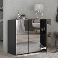 Sapateira 3 Portas Com Espelho Nina Preta - 1