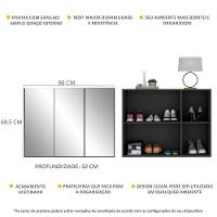 Sapateira 3 Portas Com Espelho Nina Preta - 5