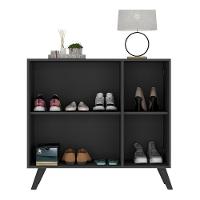 Sapateira Retrô Com Espelho 3 Portas Nina Multimóveis V6022 Preta Preto - 3