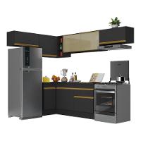 Cozinha Completa De Canto Mp2095 Com Armário E Balcão Preta - 7