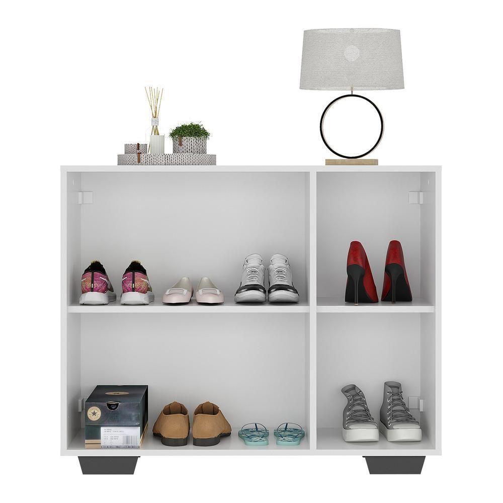 Sapateira Com Espelho 3 Portas Nina Multimóveis V6023 Branca/Preta Branco/Preto - 3