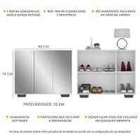 Sapateira Com Espelho 3 Portas Nina Multimóveis V6023 Branca/Preta Branco/Preto - 5