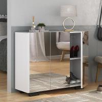 Sapateira Com Espelho 3 Portas Nina Multimóveis V6023 Branca/Preta Branco/Preto - 6