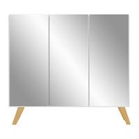 Sapateira Retrô Com Espelho 3 Portas Nina Multimóveis V6022 Branca/Natural Branco/Natural - 2