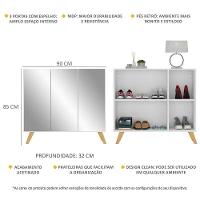 Sapateira Retrô Com Espelho 3 Portas Nina Multimóveis V6022 Branca/Natural Branco/Natural - 5