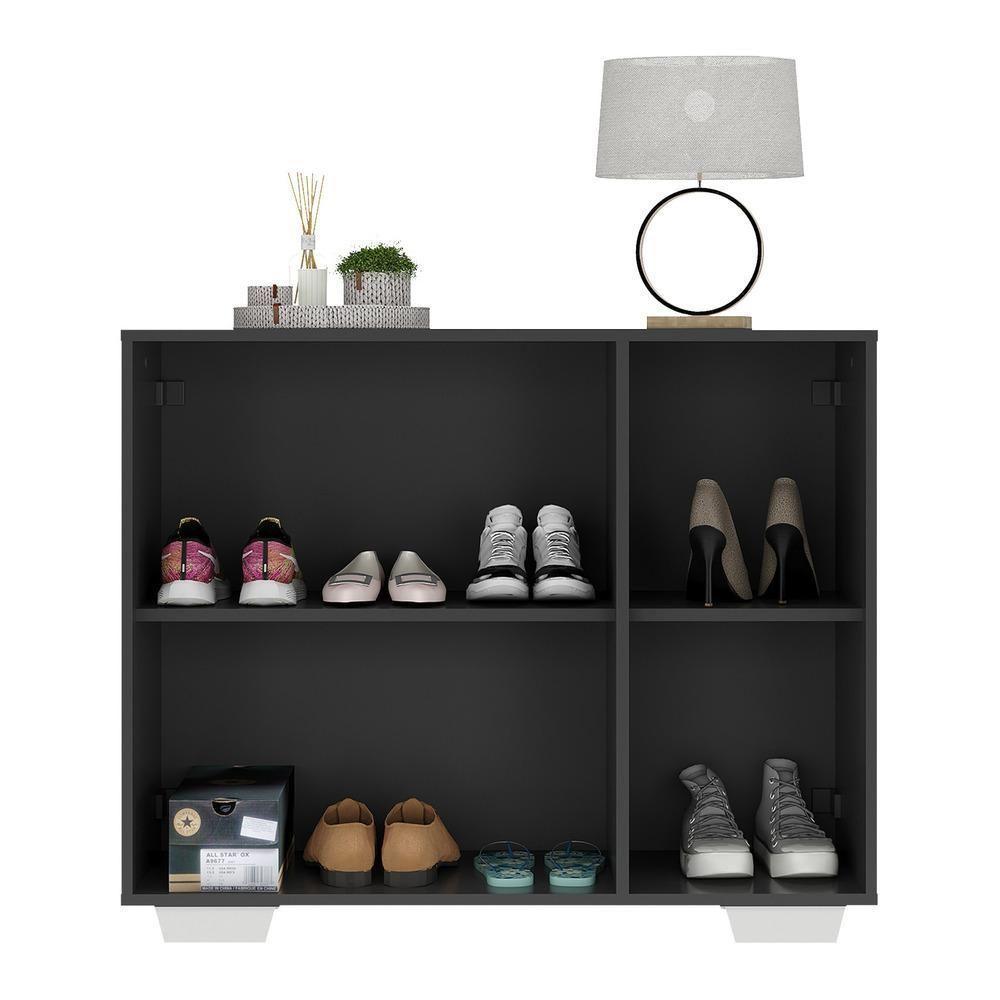 Sapateira Com Espelho 3 Portas Nina Mp6023 Preta Branca - 4