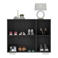 Sapateira Com Espelho 3 Portas Nina Mp6023 Preta Branca