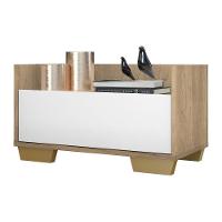 Mesa De Cabeceira 80Cm Multimóveis V4001 Rustic/Branca/Natural Rustic/Branco/Natural - 1