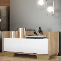 Mesa De Cabeceira 80Cm Multimóveis V4001 Rustic/Branca/Natural Rustic/Branco/Natural - 7