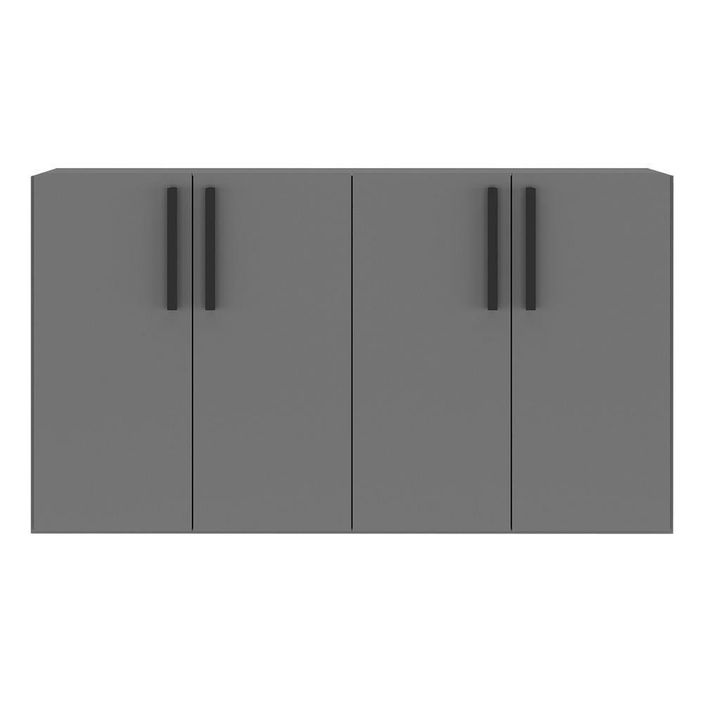 Aparador Buffet 4 Portas Suspenso Viena V3605 Grafite/Preto Grafite/Preto - 2