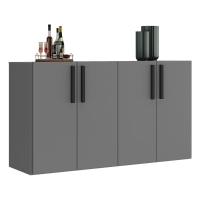 Aparador Buffet 4 Portas Suspenso Viena V3605 Grafite/Preto Grafite/Preto - 1