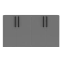 Aparador Buffet 4 Portas Suspenso Viena V3605 Grafite/Preto Grafite/Preto - 2