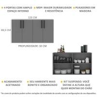 Aparador Buffet 4 Portas Suspenso Viena V3605 Grafite/Preto Grafite/Preto - 5