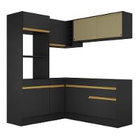 Cozinha Completa De Canto Mp2098 Com Armário E Balcão Preta - 3