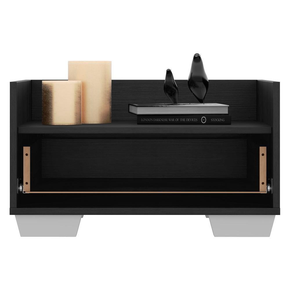 Mesa De Cabeceira 60Cm Multimóveis V3628 Preta/Branca Preto/Branco - 4