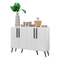 Aparador Buffet 4 Portas Retrô Viena V3606 Branco/Preto Branco/Preto - 1