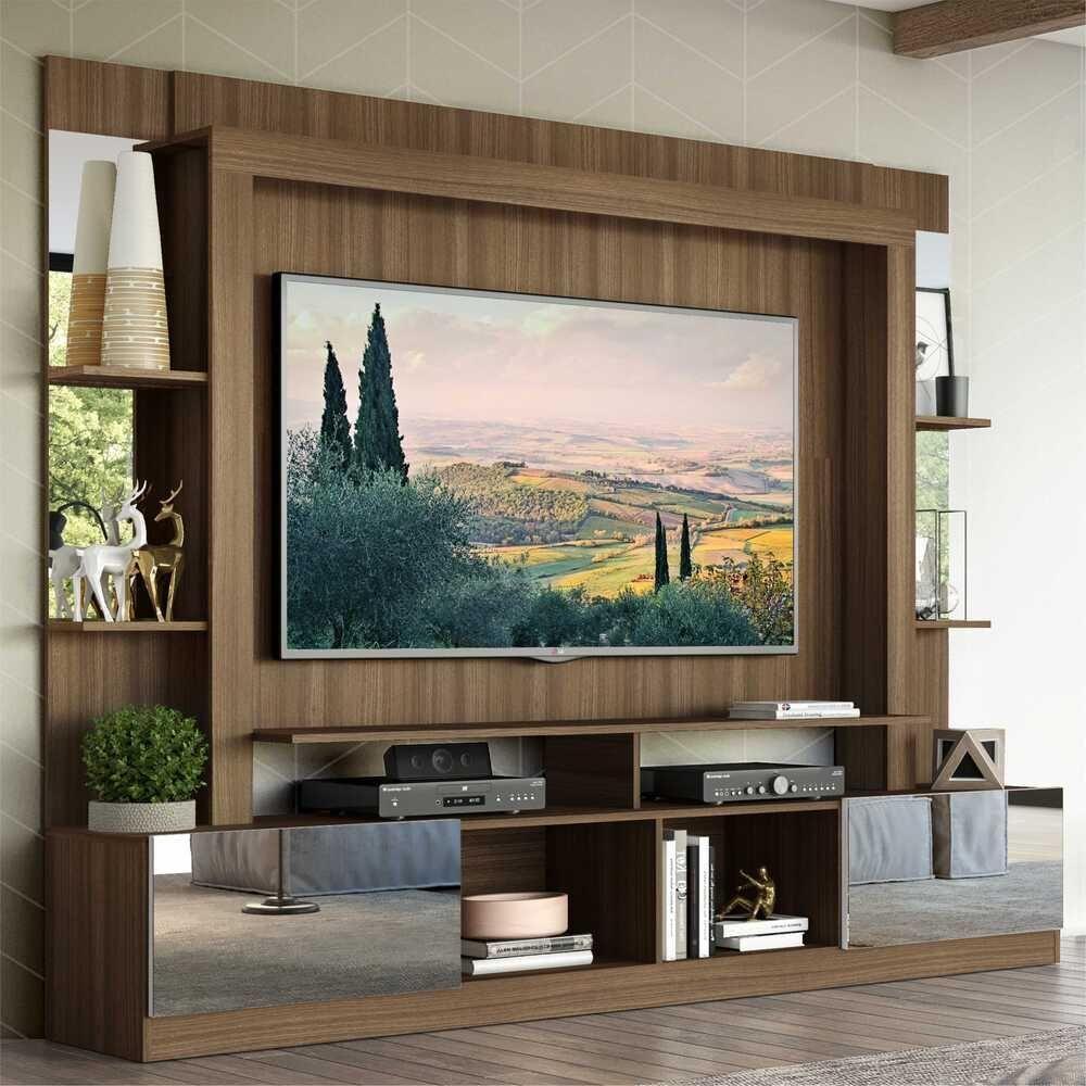 Estante Com Suporte Tv 65" E Espelho Oslo Multimóveis V3381 Madeirada/Branca Madeirado/Branco - 7