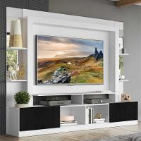 Estante Com Suporte Tv 65" Prateleiras C/ Espelho Oslo Multimóveis V3385 Branca/Preta Branco/Preto - 7