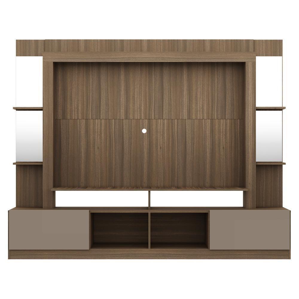 Estante Com Suporte Tv 65" Prateleiras C/ Espelho Oslo Multimóveis V3385 Madeirada/Lacca Fumê - 3