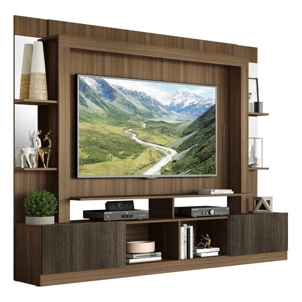 Estante Com Suporte Tv 65" Prateleiras C/ Espelho Oslo Multimóveis V3385 Madeirado/Tenerife - 1