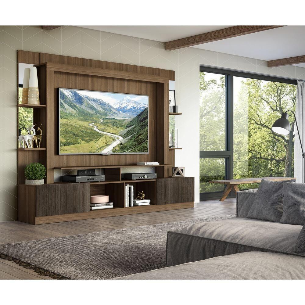 Estante Com Suporte Tv 65" Prateleiras C/ Espelho Oslo Multimóveis V3385 Madeirado/Tenerife - 2