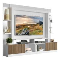 Estante Com Suporte Tv 65" Prateleiras C/ Espelho Oslo Multimóveis V3385 Branco/Madeirado - 1