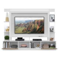 Estante Com Suporte Tv 65" Prateleiras C/ Espelho Oslo Multimóveis V3385 Branco/Madeirado