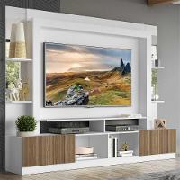 Estante Com Suporte Tv 65" Prateleiras C/ Espelho Oslo Multimóveis V3385 Branco/Madeirado - 7