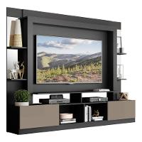 Estante Tv 65" Prateleiras C/ Espelho Oslo Multimóveis V3393 Preta/Lacca Fumê Preto/Lacca Fumê - 1