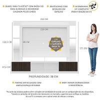 Estante Com Suporte Tv 65" Prateleiras C/ Espelho Oslo Multimóveis V3385 Branca/Tenerife