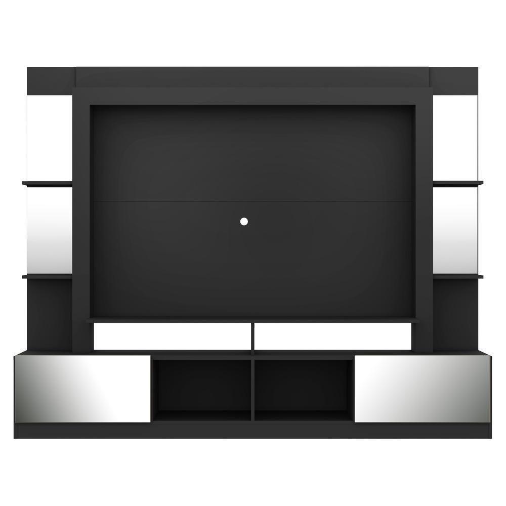 Estante Com Suporte Tv 65" E Espelho Oslo Multimóveis V3381 Preta/Lacca Fumê Preto/Lacca Fumê - 3
