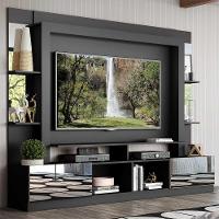 Estante Com Suporte Tv 65" E Espelho Oslo Multimóveis V3381 Preta/Lacca Fumê Preto/Lacca Fumê - 7