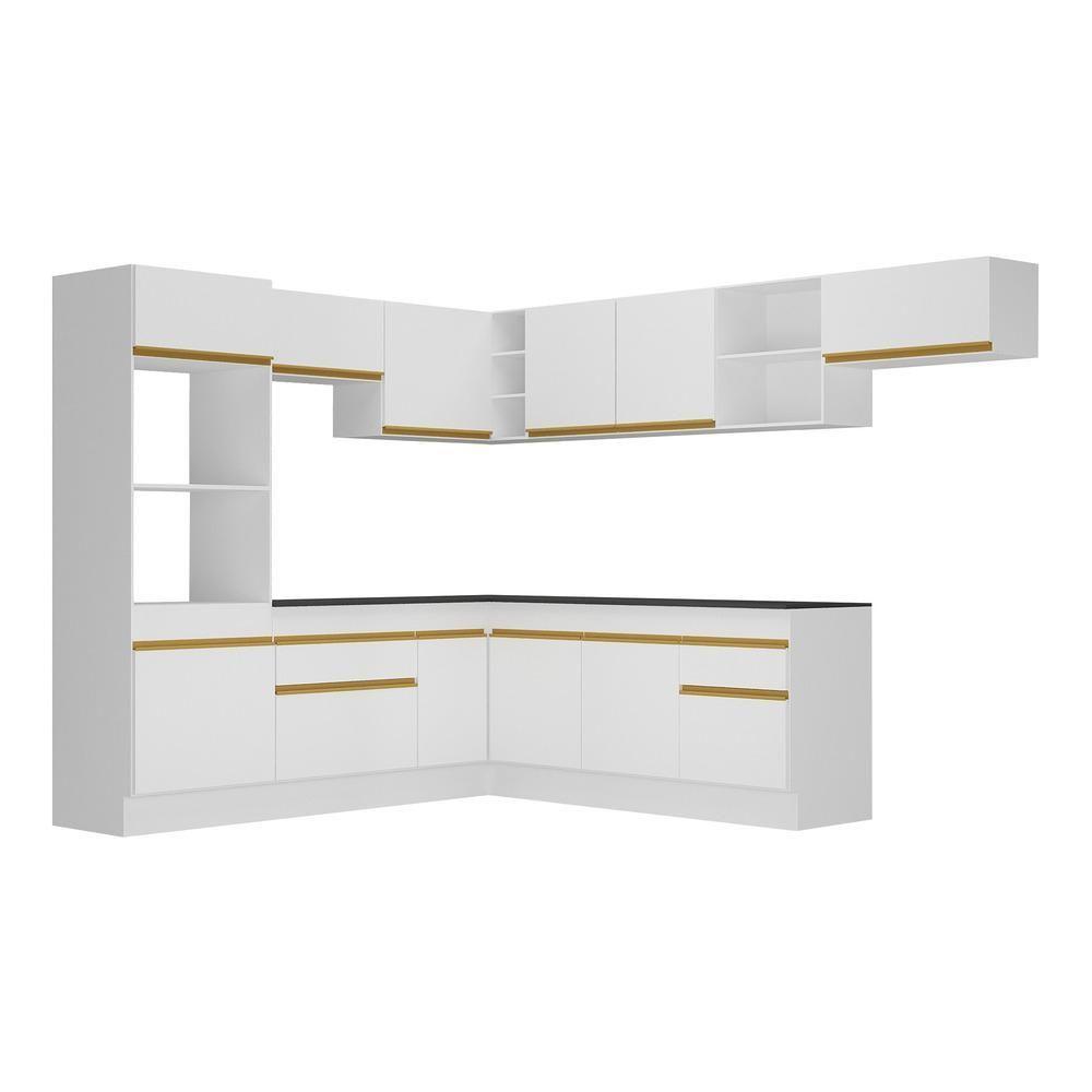 Cozinha Completa De Canto Mp2083 Com Armário E Balcão Branca - 3