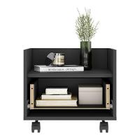 Kit Com 2 Mesas De Cabeceira 40Cm Com Rodízios Multimóveis V4045 Preta Preto - 3