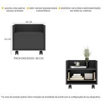 Kit Com 2 Mesas De Cabeceira 40Cm Com Rodízios Multimóveis V4045 Preta Preto - 5