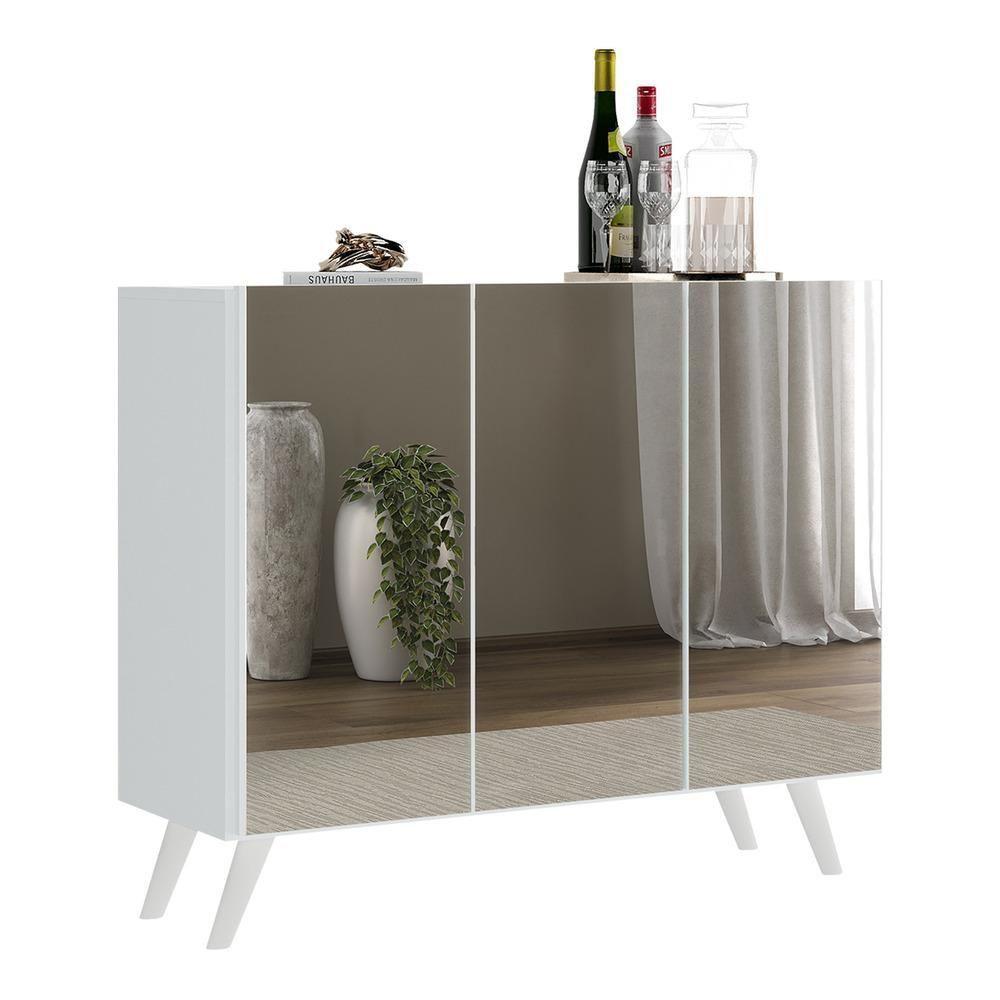 Aparador 3 Portas Com Espelho Retrô Mp1013 Branco - 2