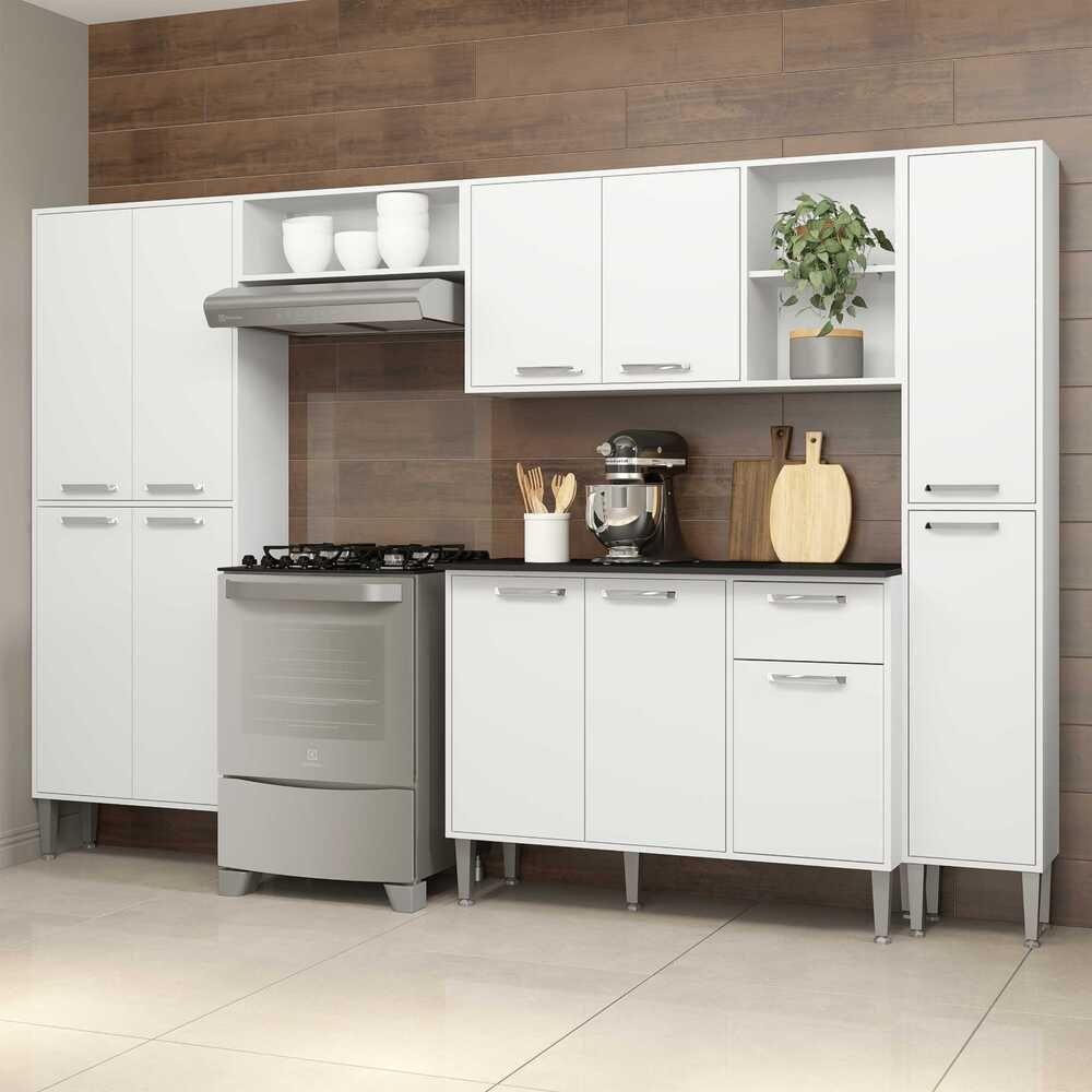Cozinha Compacta Com Armário E Balcão Xangai Classic Multimóveis Branca Branco - 7