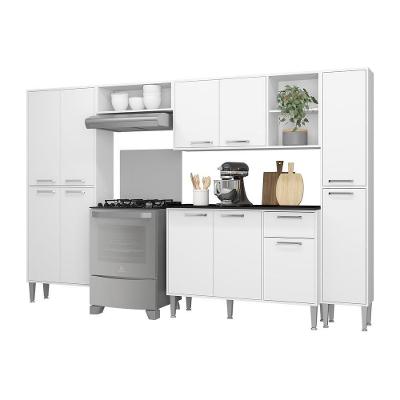 Cozinha Compacta com Armário e Balcão Xangai Classic 11 Portas 1 Gaveta MDF Branco