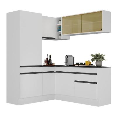Armário de Cozinha de Canto V2088 8 Portas 1 Gaveta MDF 172cm Branco Preto
