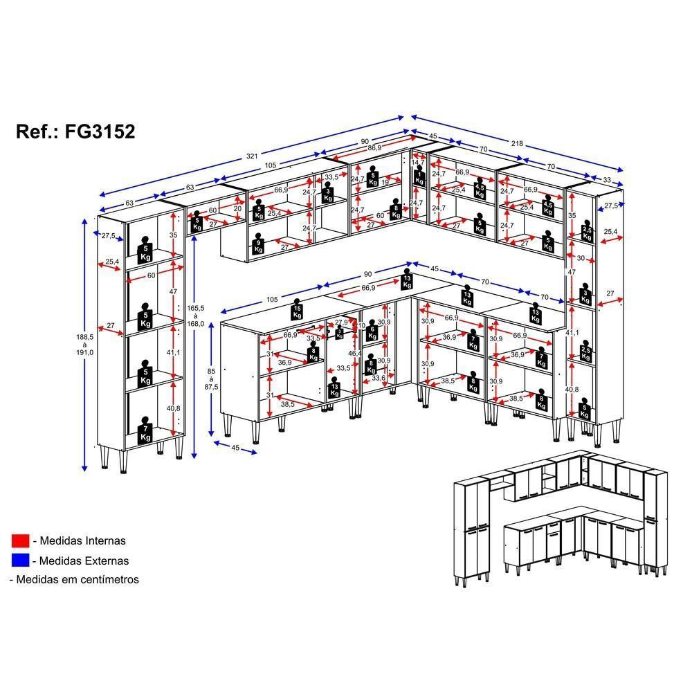 Cozinha Completa Xangai Pop Fg3152 Com Armário E Balcão Branca - 9